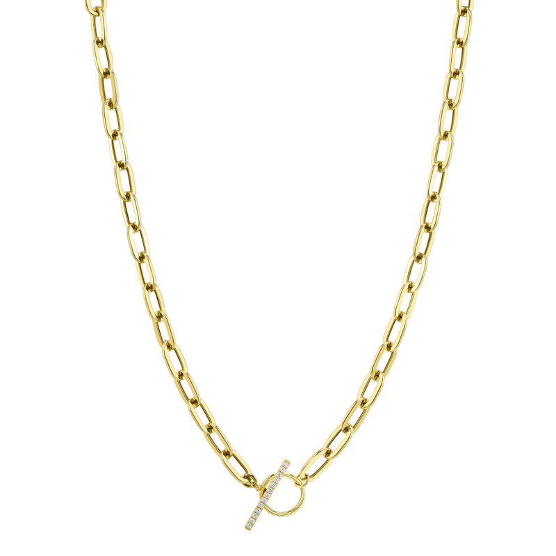 Diamond Paperclip Link Necklace in 14k Yellow Gold image number null